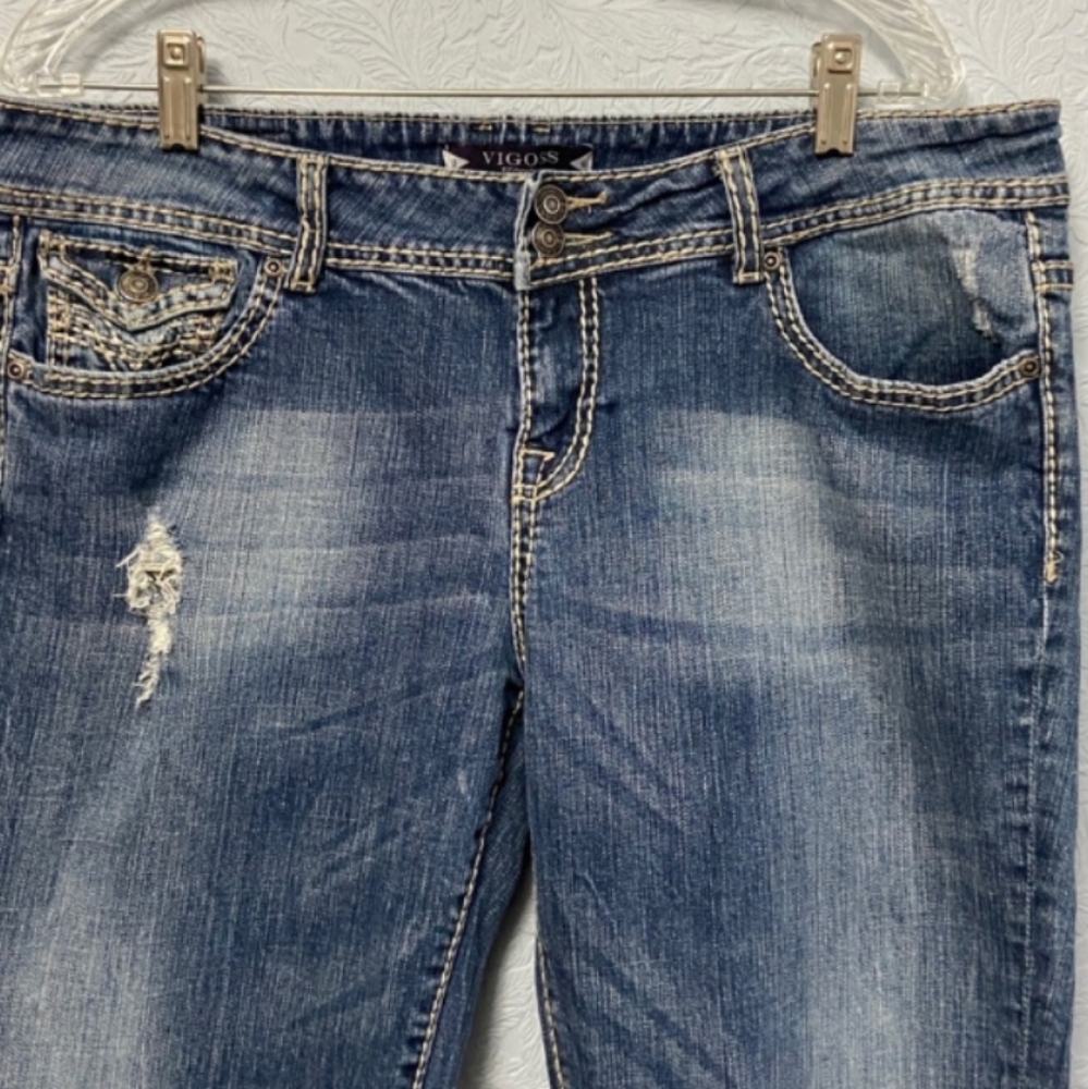 Vigoss Distressed Bootcut Jeans Flap Pocket A72